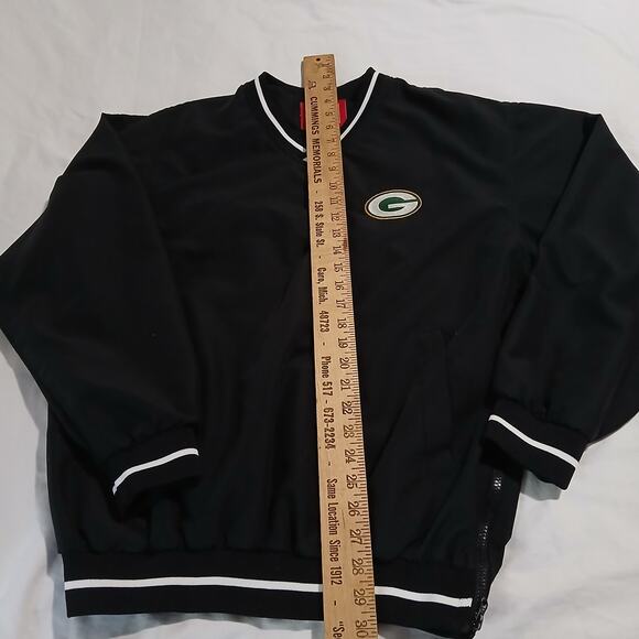 NFL Green Bay Packers Men's Small Windbreaker Pullover Black Side Zip Lined - Picture 10 of 12